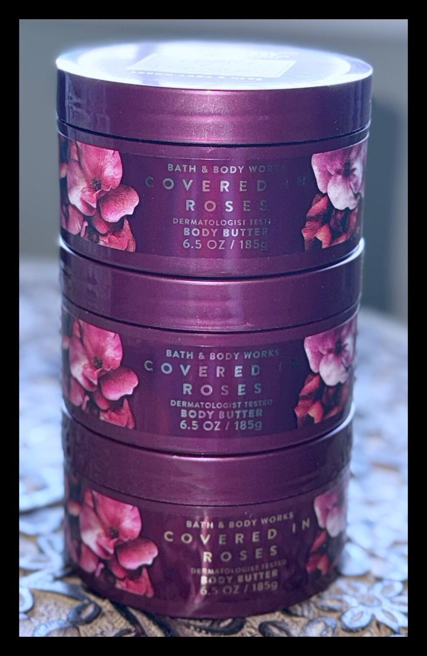 Bath & Body Works 6.5 oz Covered in Roses Whipped Body Butter Cream x3